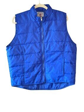 Active Club Blue Retro Puffer Vest Sleeveless Zipper Front Lightweight - XL